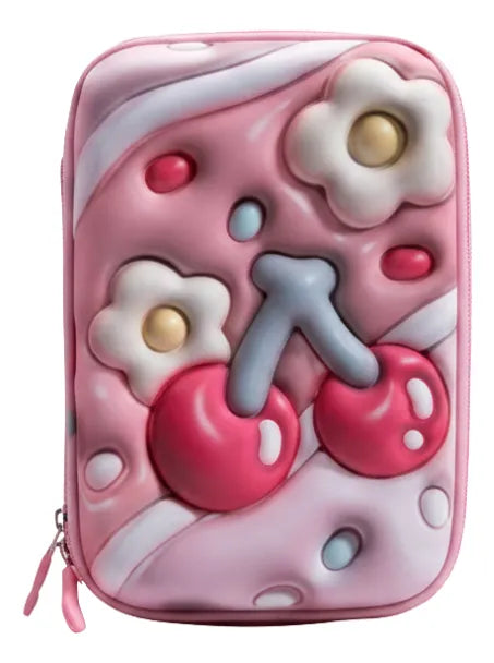 Cartuchera 3d Cerezas Kl1268 Shine Rosa