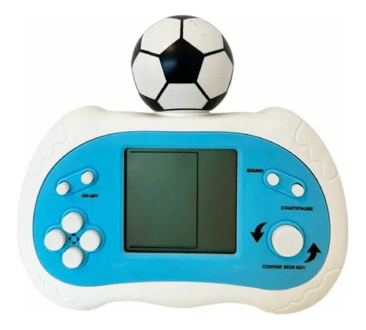 Juego Pop It Mini Tetris Electrónico Pelota Futbol Kl622 Celeste Con Blanco