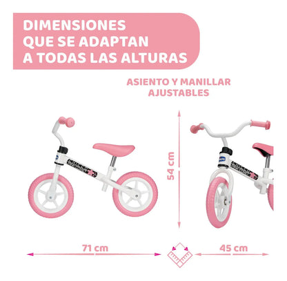 Chicco Primera Bicicleta Equilibrio Pink Comet Rosa Con Blanco