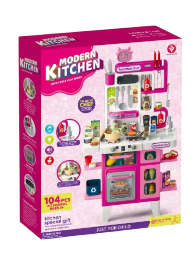 Cocina Moderna Interactiva Luz Agua Y Sonido 95pcs 2885368 Rosa
