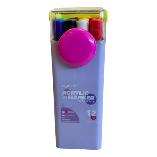 Marcadores Acrílicos Con Estuche x12 Colores sl7106 Shine Multicolor