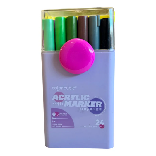 Marcadores Acrílicos Con Estuche x24 Colores sl7107 Shine Multicolor