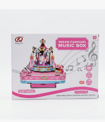 Caja Musical Carrusel De Madera Con Luz Kl512 Carrousel